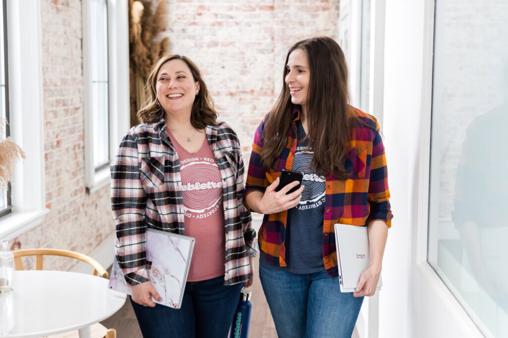 megan and lauren on their way to a client meeting