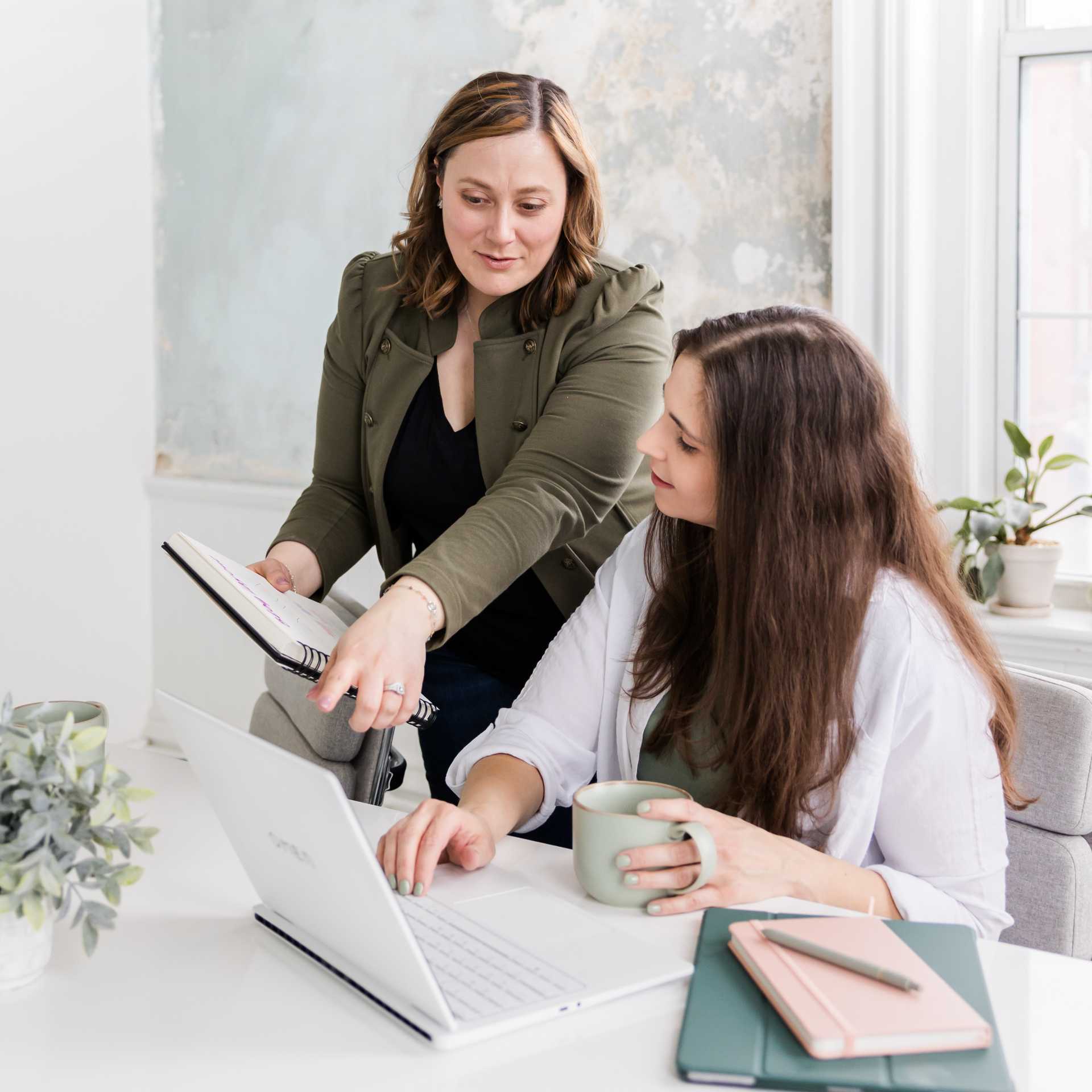 megan and lauren working on an seo audit and strategy