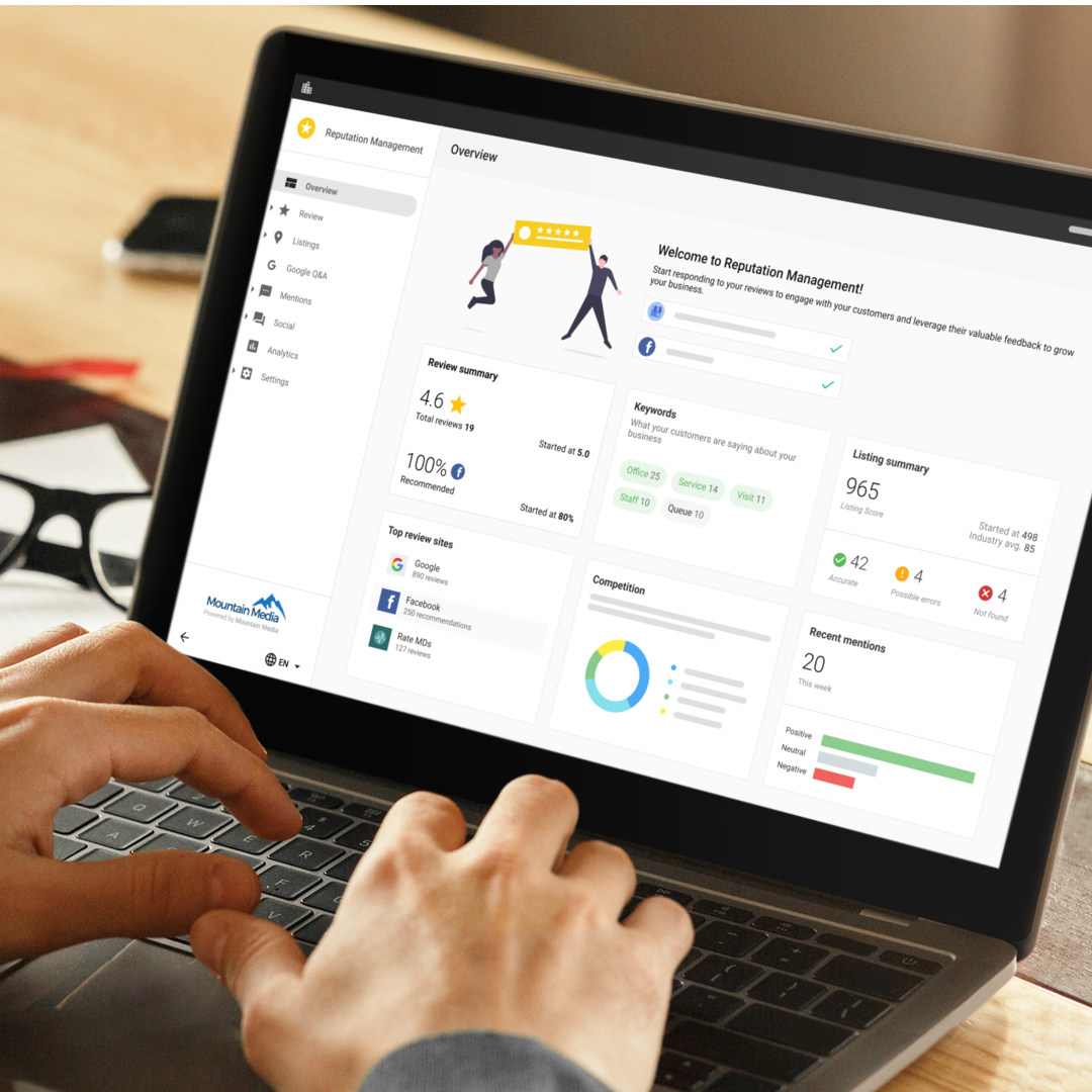 computer screen showing Trebletree's reputation management platform<br />
