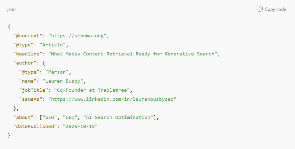 article + person schema markup exmaple