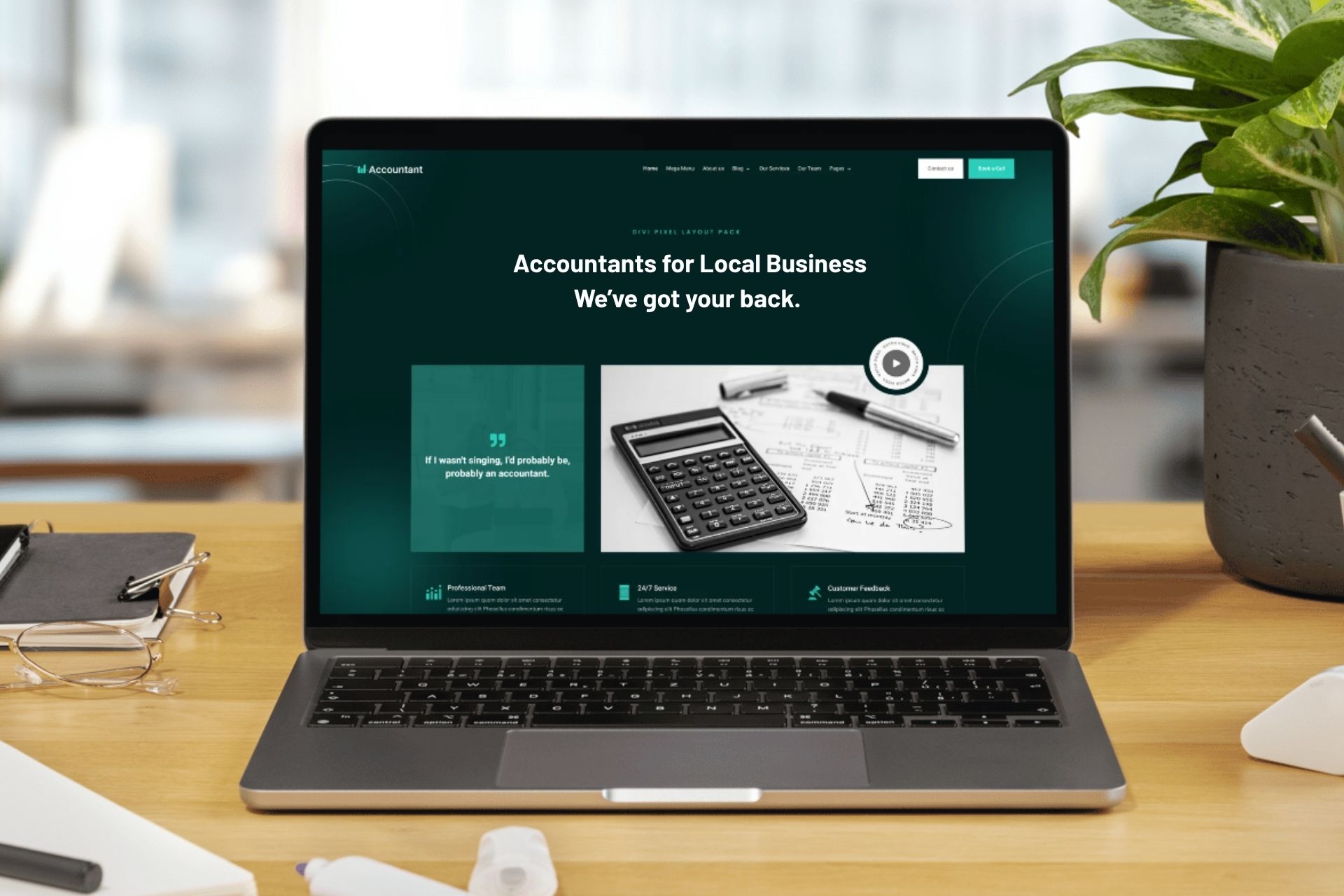 accountant website sample on laptop screen