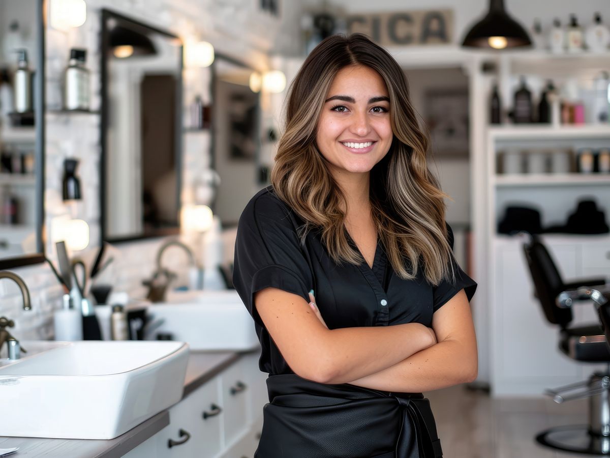 happy successful hair stylist that has benefited from digital marketing for hair salons