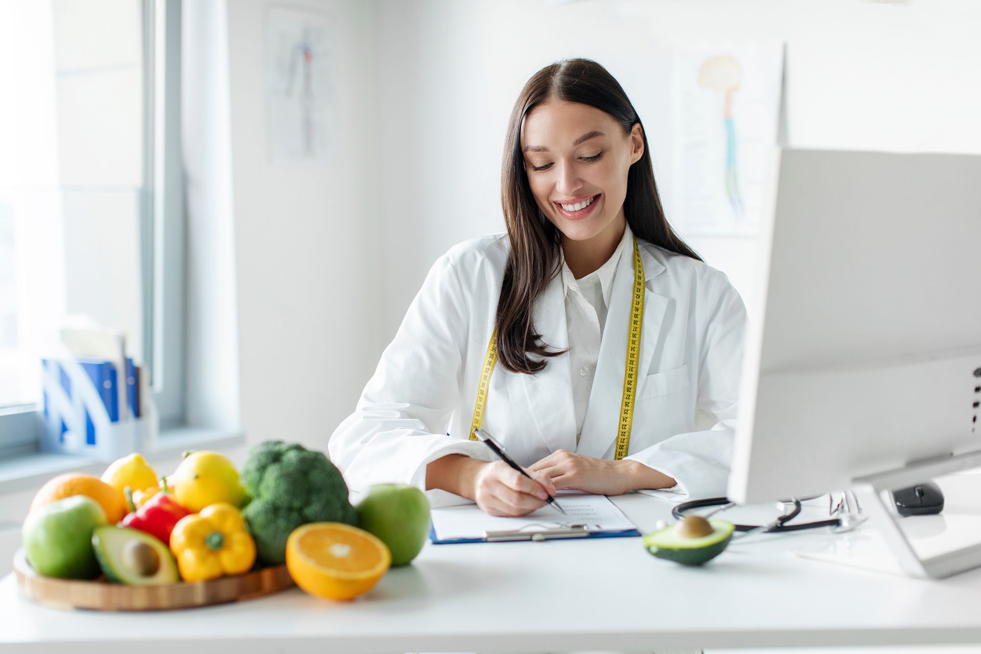 health coach working at her desk