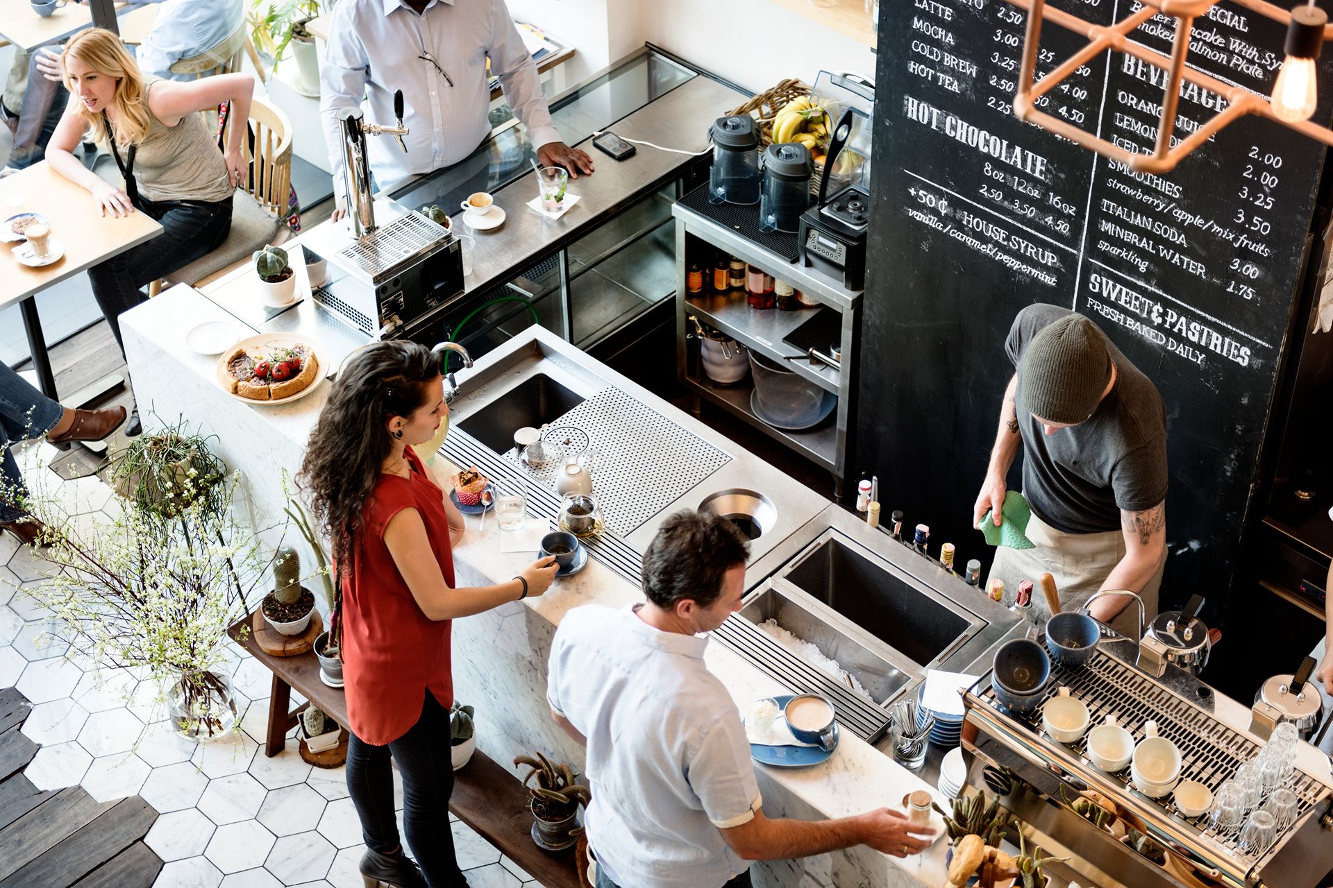 food and beverage franchise restaurant from above