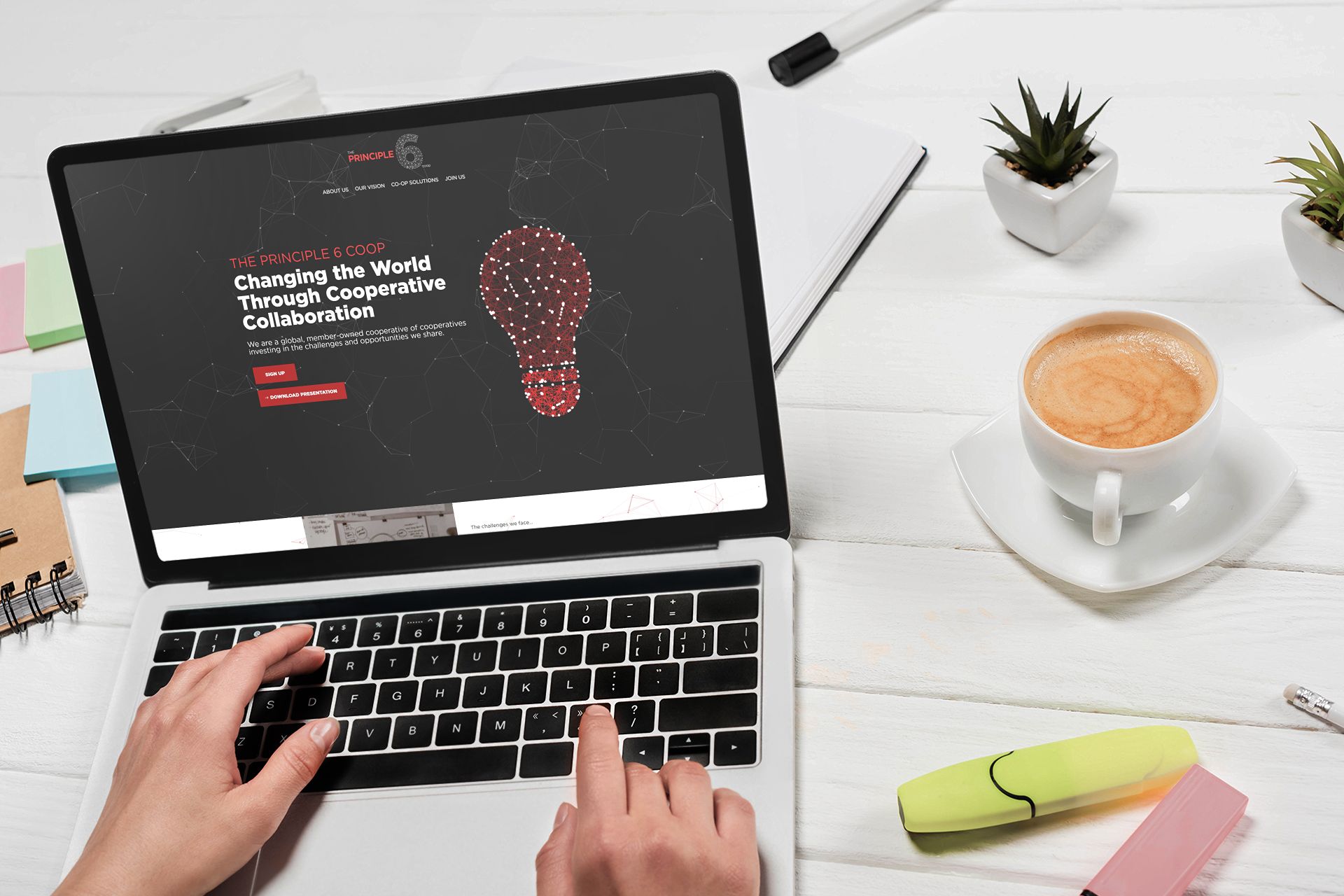 the principle6.coop homepage design